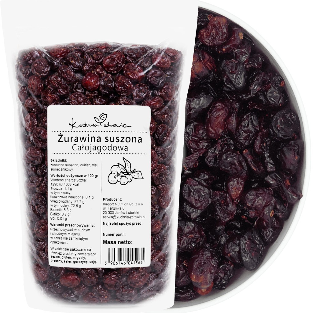 Żurawina Suszona Całojagodowa 500g Kuchnia Zdrowia